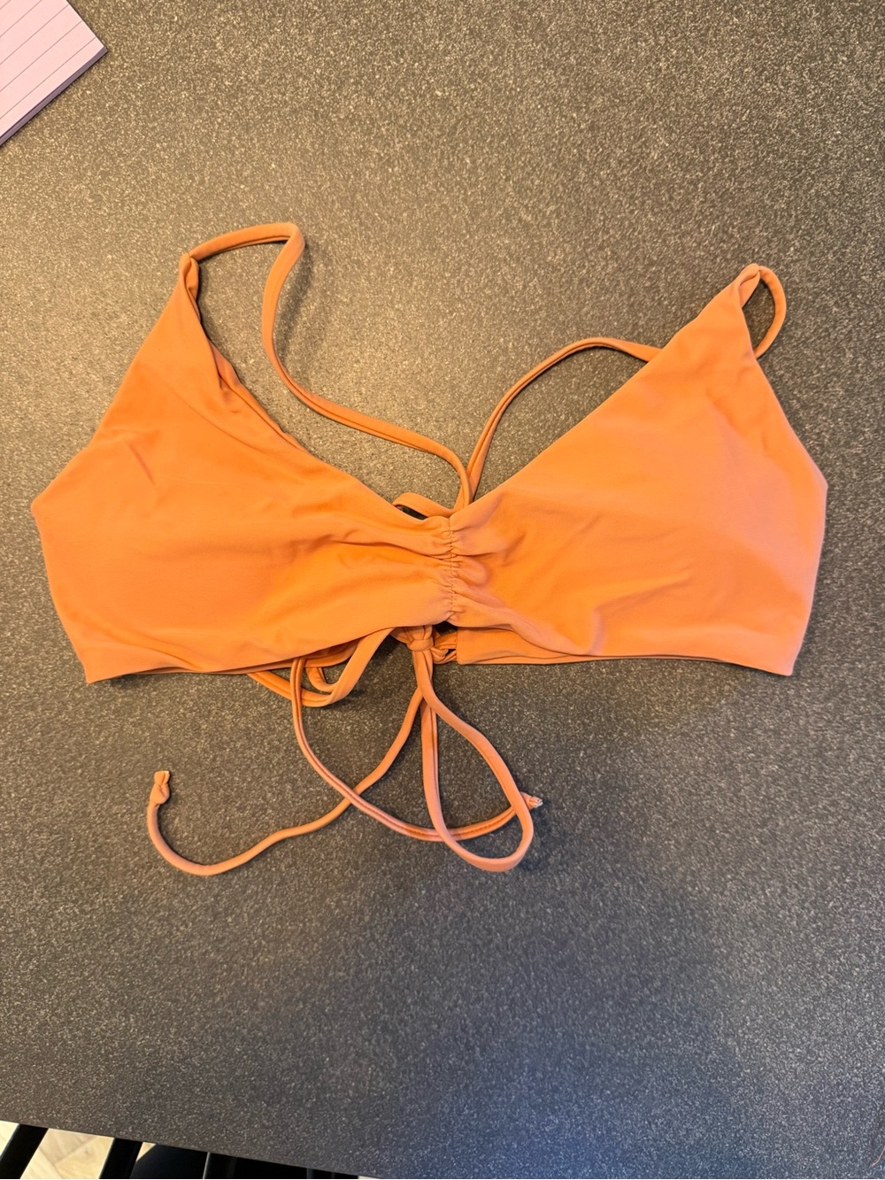 SHEIN Orange Ruched Front Bikini Top